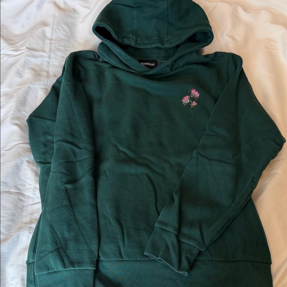 Bonobos Forest Green Hoodie with Floral Detail